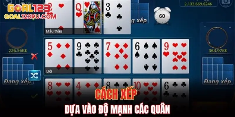 Cách xếp dựa vào độ mạnh các quân